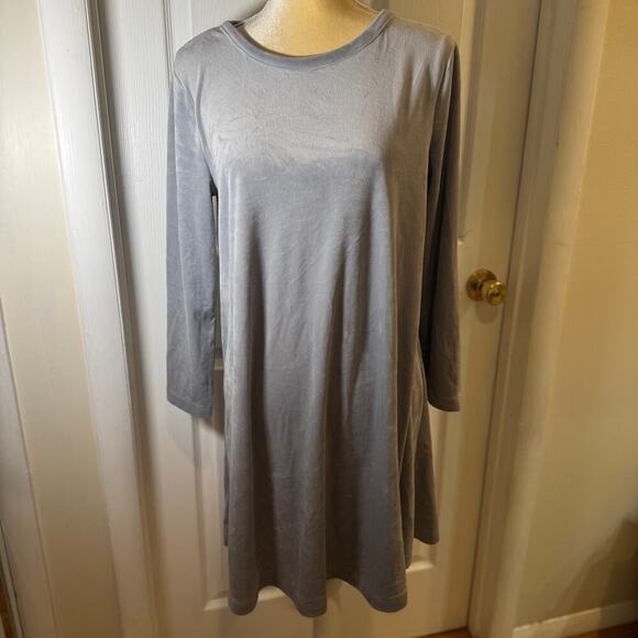 LOFT Outlet Lounge Velour Grey Dress Size M - Picture 1 of 9